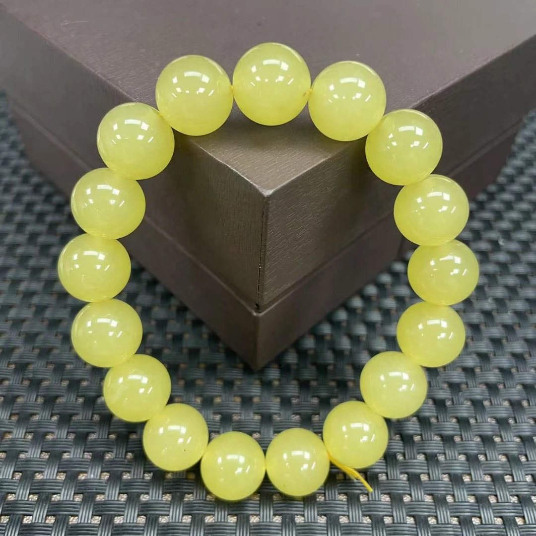 【喜利】QA2016姜黄12m圆珠手链/多样性发一精致奇石