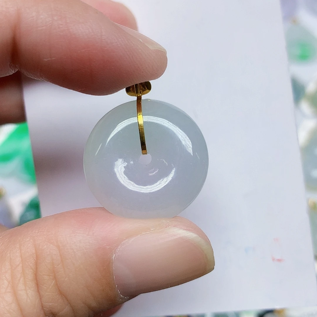 翡翠18K金镶嵌颈饰345677