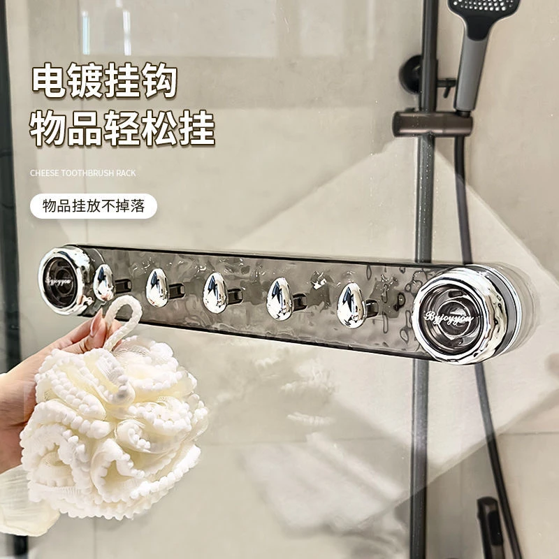 旋转吸盘排钩卫生间浴室门后免打孔强力真空毛巾挂衣钩鈆薌