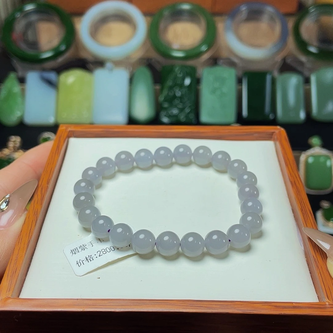 未镶嵌手串和田玉·冰烟紫手串