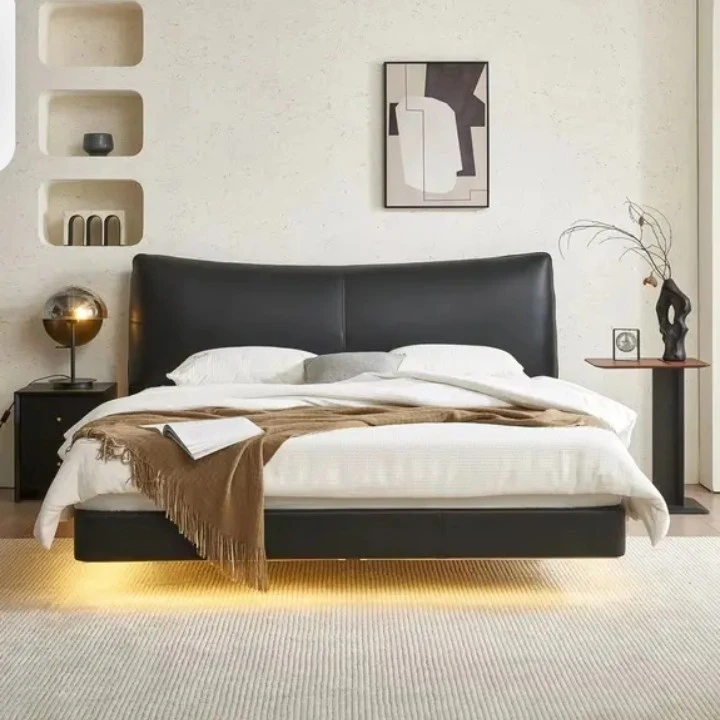 【悬浮香奶奶】卧室大床意式极简真皮主卧双人床现代简约软包婚床