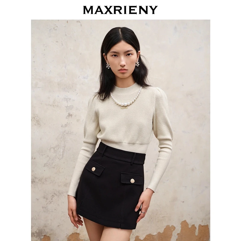 MAXRIENY精致复古套头针织衫女新款秋冬打底衫女雅丹风上衣百搭