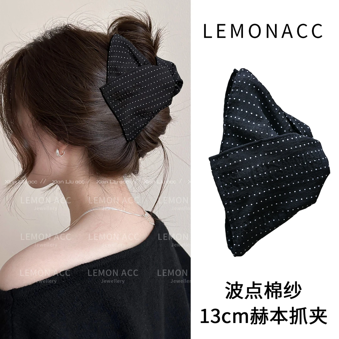 波点三角路易斯抓夹女2025新款高级感发夹后脑勺盘发发抓夹子头饰