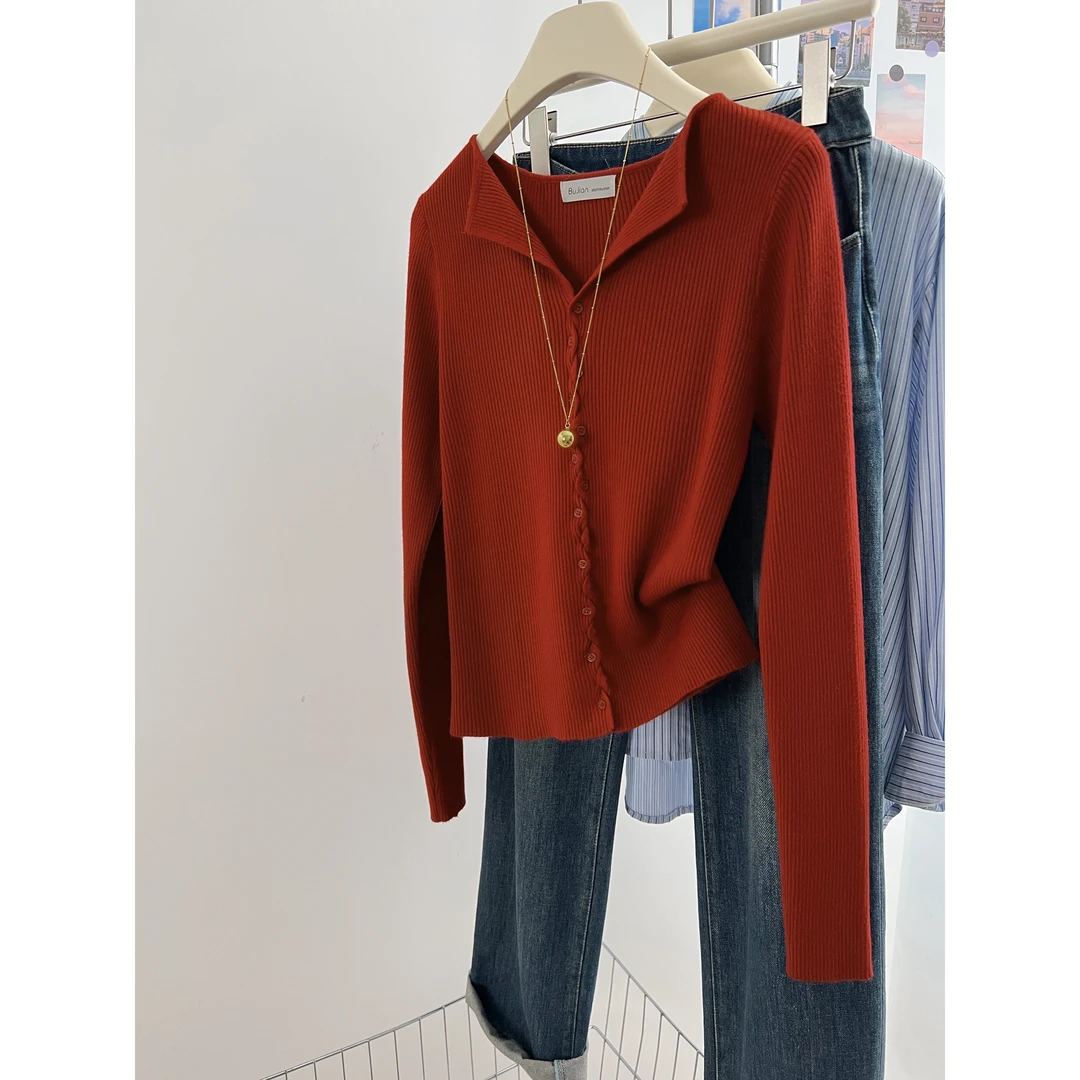 设计感毛衣开衫女2025秋冬新款修身显瘦洋气打底外穿针织内搭上衣