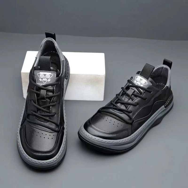 牛皮男鞋2025春季新款潮鞋百搭真皮板鞋乐福鞋潮牌小丑鞋休闲鞋