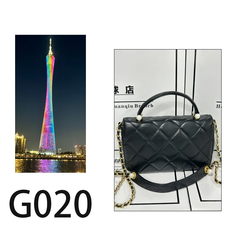 【G020】手提包小香风时尚百搭女士单肩菱格肩包黑
