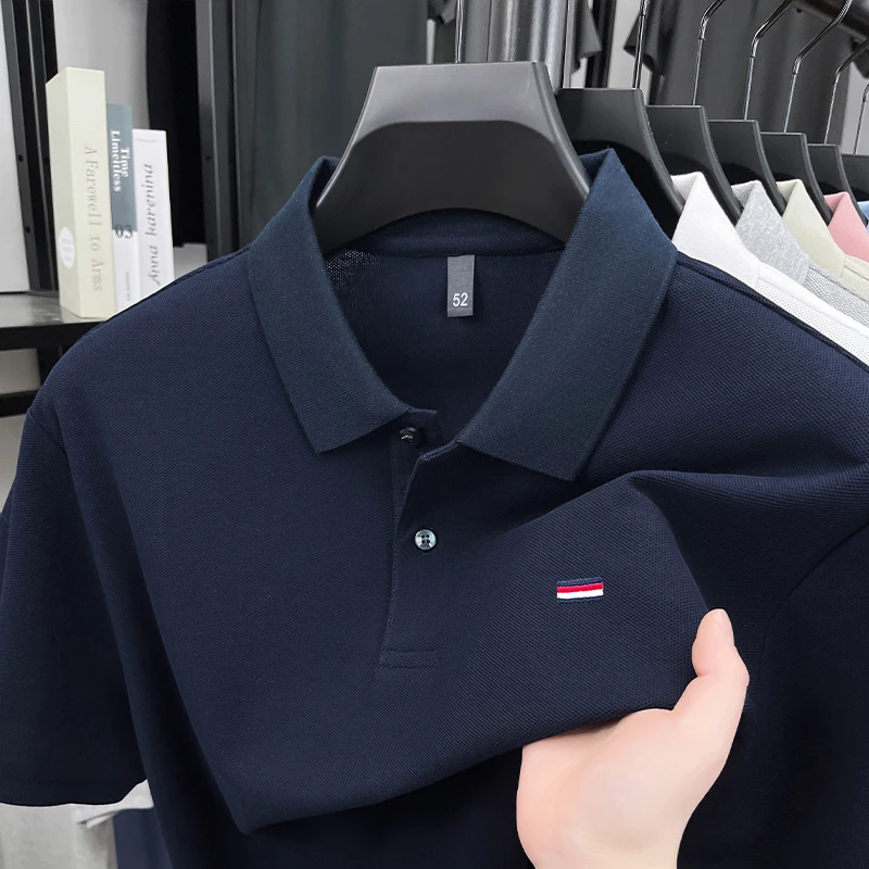100纯棉春季男士短袖袖polo衫翻领休闲刺绣高档t恤百搭透气打底