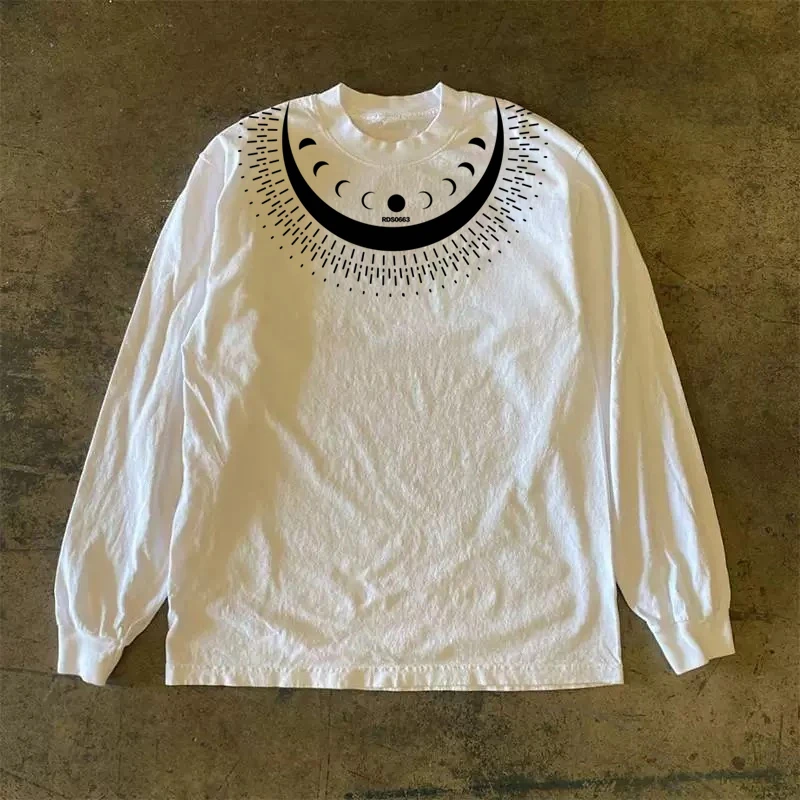 260克重磅！原创设计感T恤圆领百搭印花长袖男女打底港风复古简约