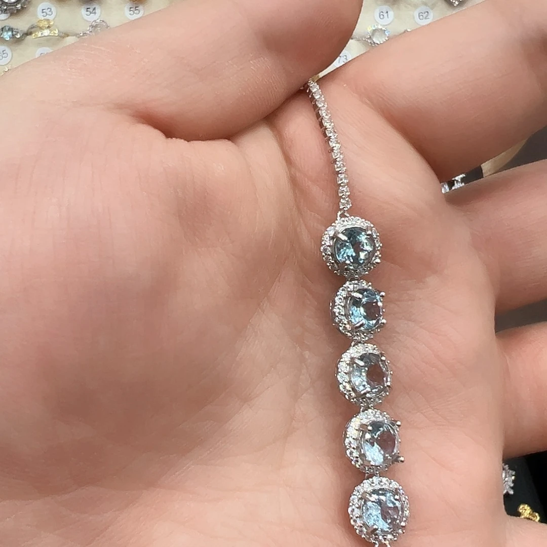 托帕石手链银S925镶嵌加***饼