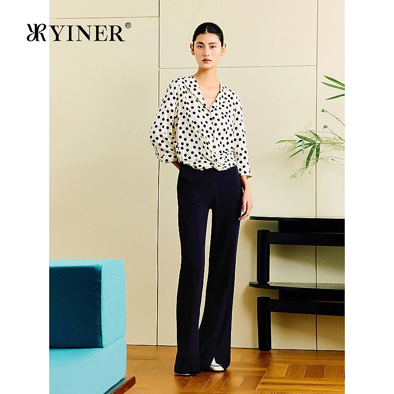 【三醋酸系列】YINER音儿2025夏季新款显瘦喇叭裤开衩裤脚休闲裤