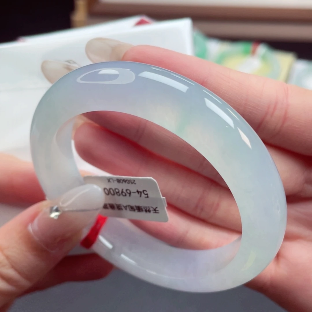 翡翠手镯未镶嵌54.3粉椿色系 起冰化胶起莹 新货上新016