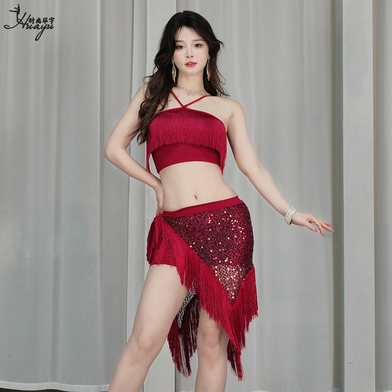 肚皮舞服装2025春夏练功服上衣流苏臀巾套装东方舞蹈演出服表演服
