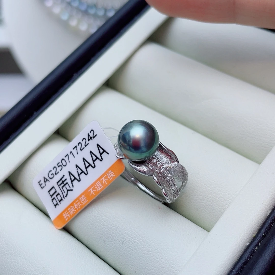 戒指海水珍珠银S925镶嵌w48