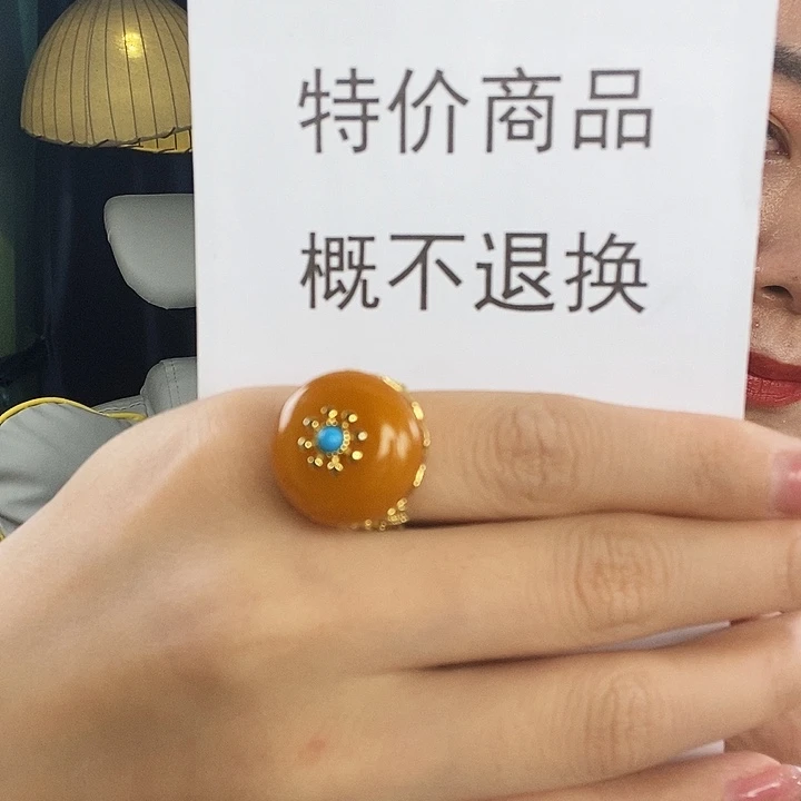 蜜蜡银S925镶嵌戒指戒指
