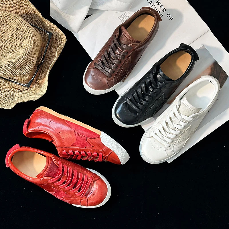 【M.nk HOME】GG新品马皮版系带平底低帮德训板鞋星星做旧脏脏鞋538