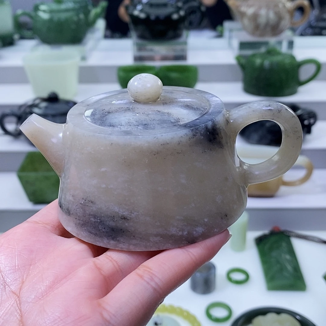 和田玉未镶嵌挂件茶壶