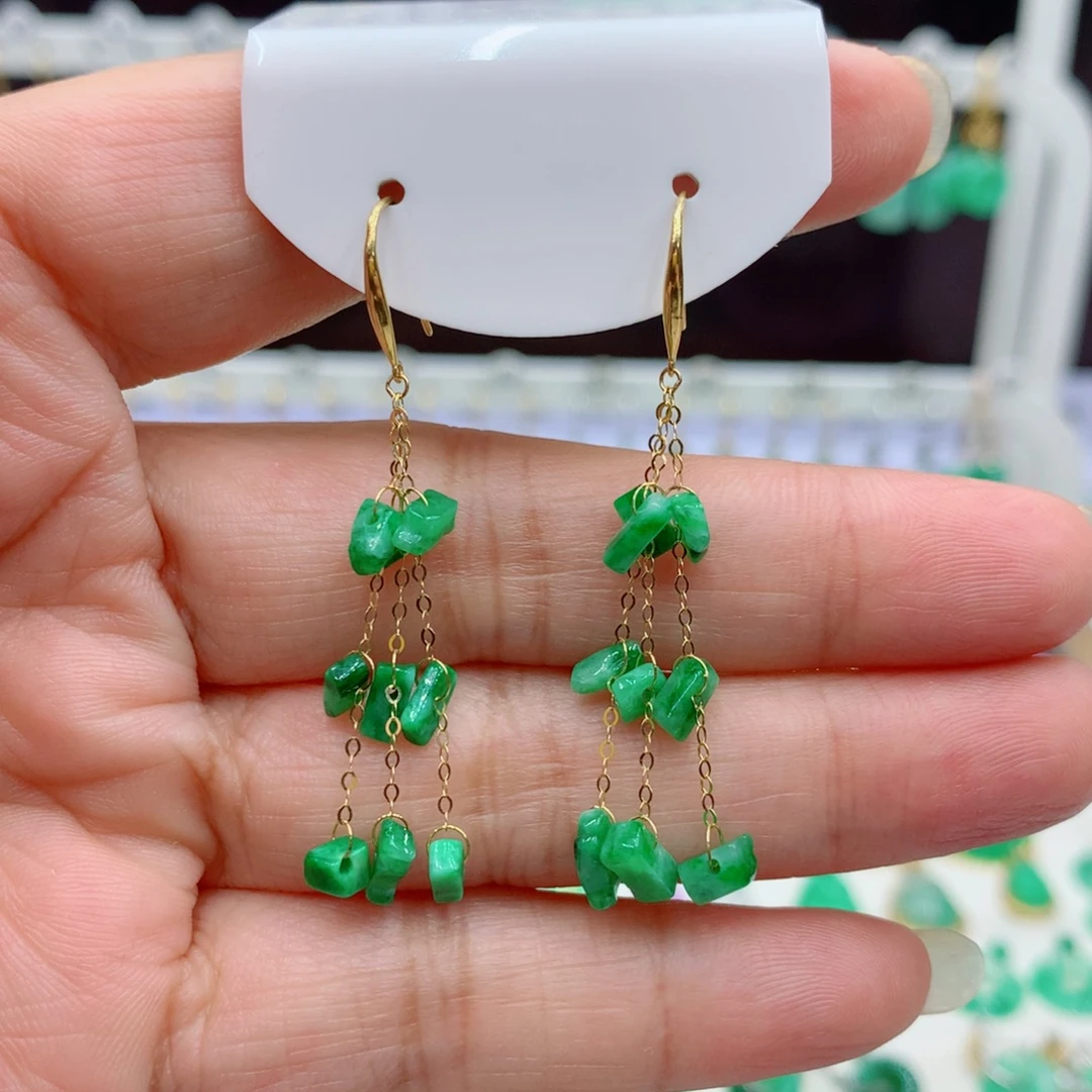 翡翠18K金镶嵌耳饰