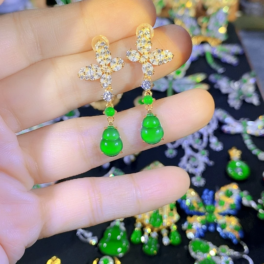 吊坠(不含链)银S925镶嵌翡翠