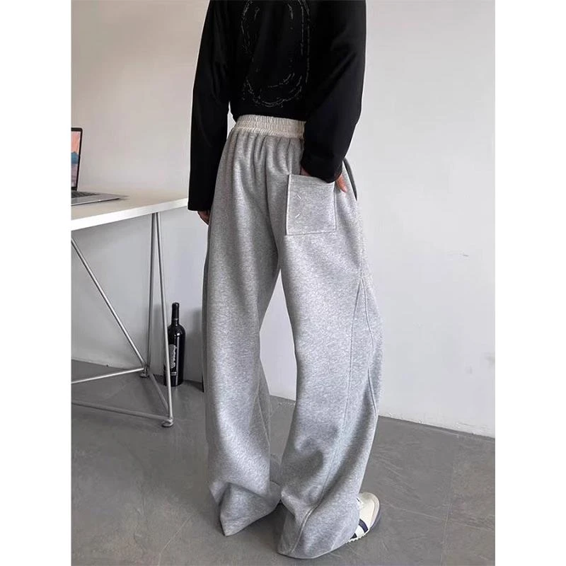 Npkp Couture/韩系复古痞帅轻奢风弯刀卫裤男春秋款直筒宽松阔腿