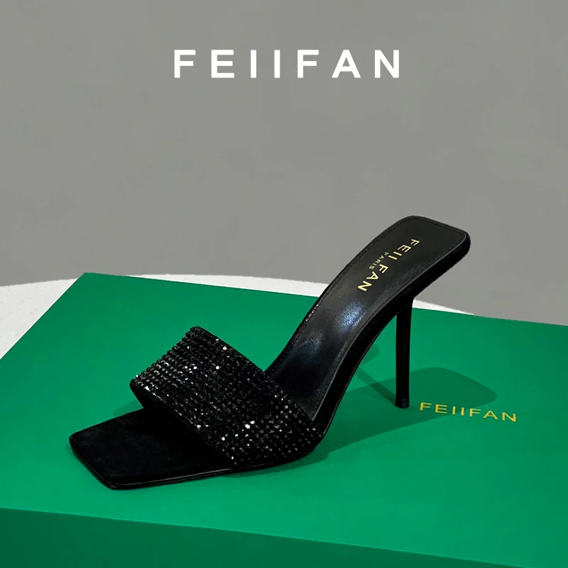 【现货】拖鞋女2025新款夏季外穿细跟高级感绝美气质法式高跟鞋3829