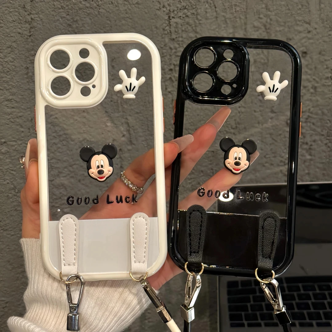 白色米奇适用苹果16手机壳iPhone15女14奶油壳13华为vivo小米oppo
