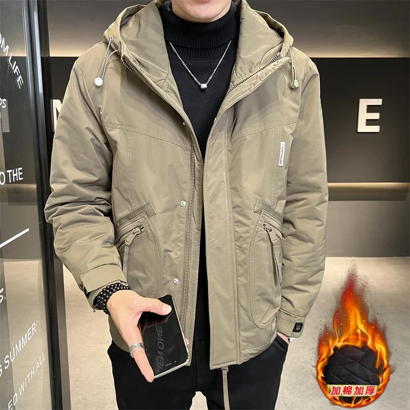 冬装夹克男士加厚外套秋冬装2025年新款潮流休闲工装连帽男装