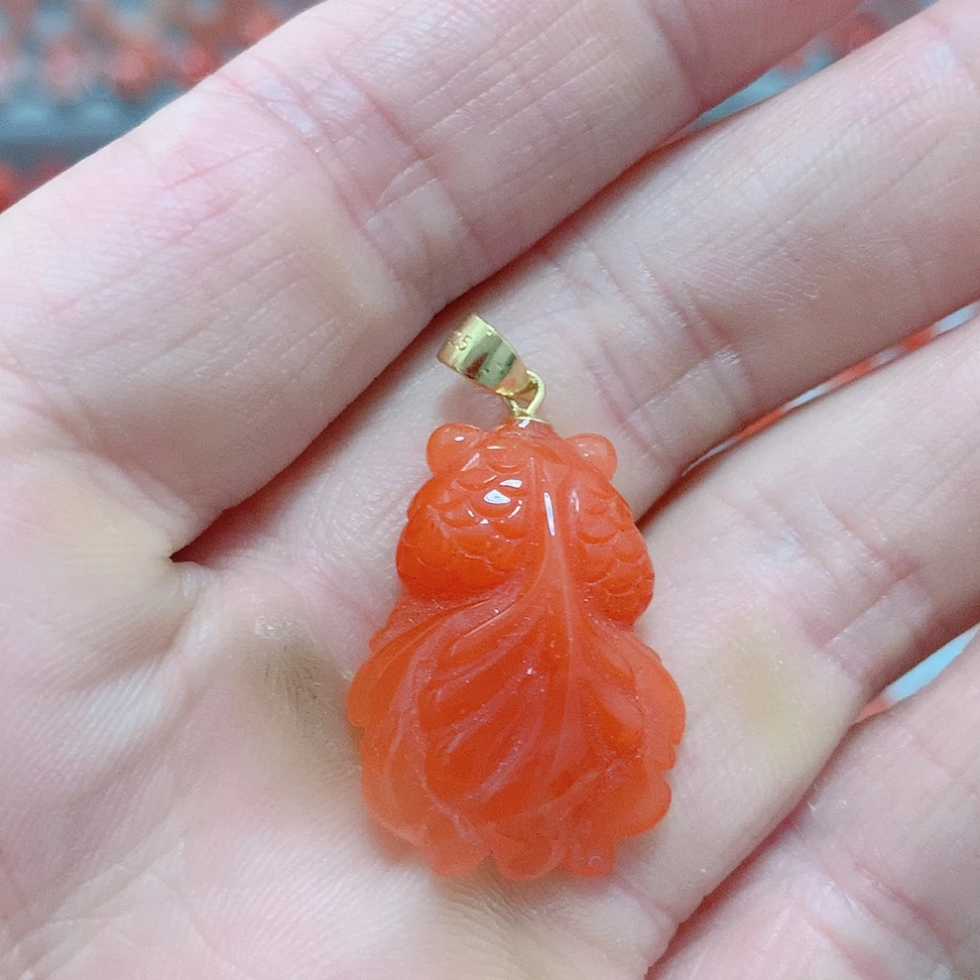 南红玛瑙银S925镶嵌吊坠(不含链)