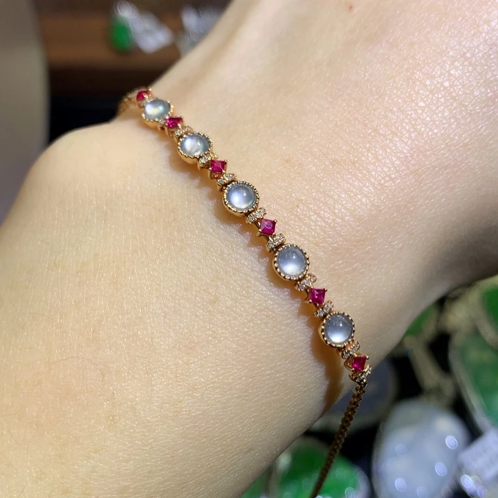 翡翠吊坠(不含链)18K金镶嵌手链