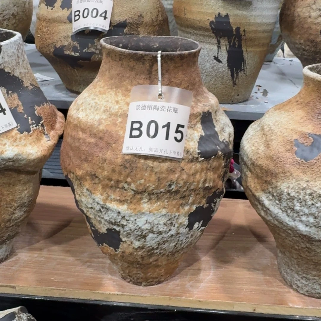 咖***咖陶摆件景德镇高温花瓶编码b015高37口10默认无孔