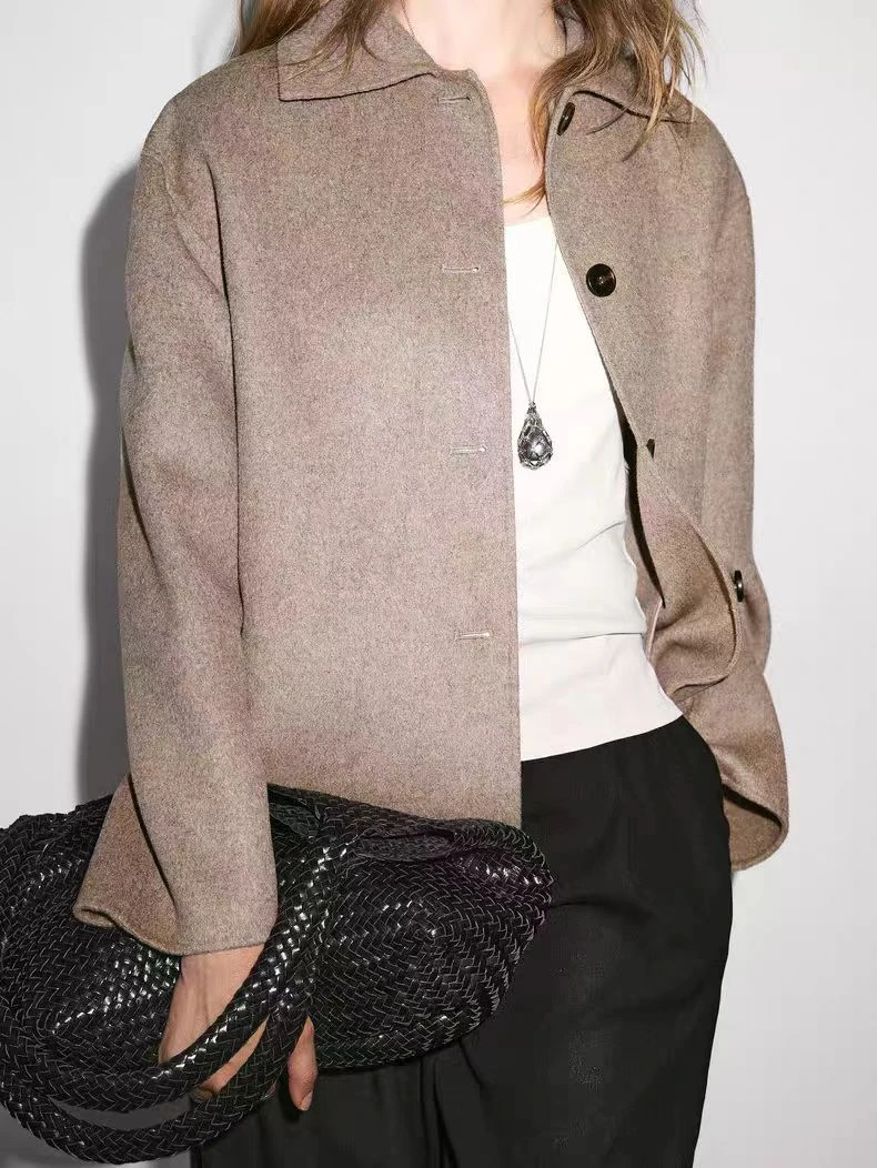 出西班牙 翻领羊毛混纺秋冬外套