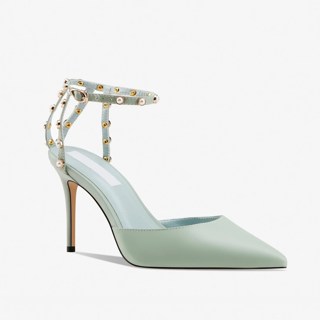 【161-023】细跟尖头高跟鞋女夏新款时尚性感一字扣带设计包头凉鞋