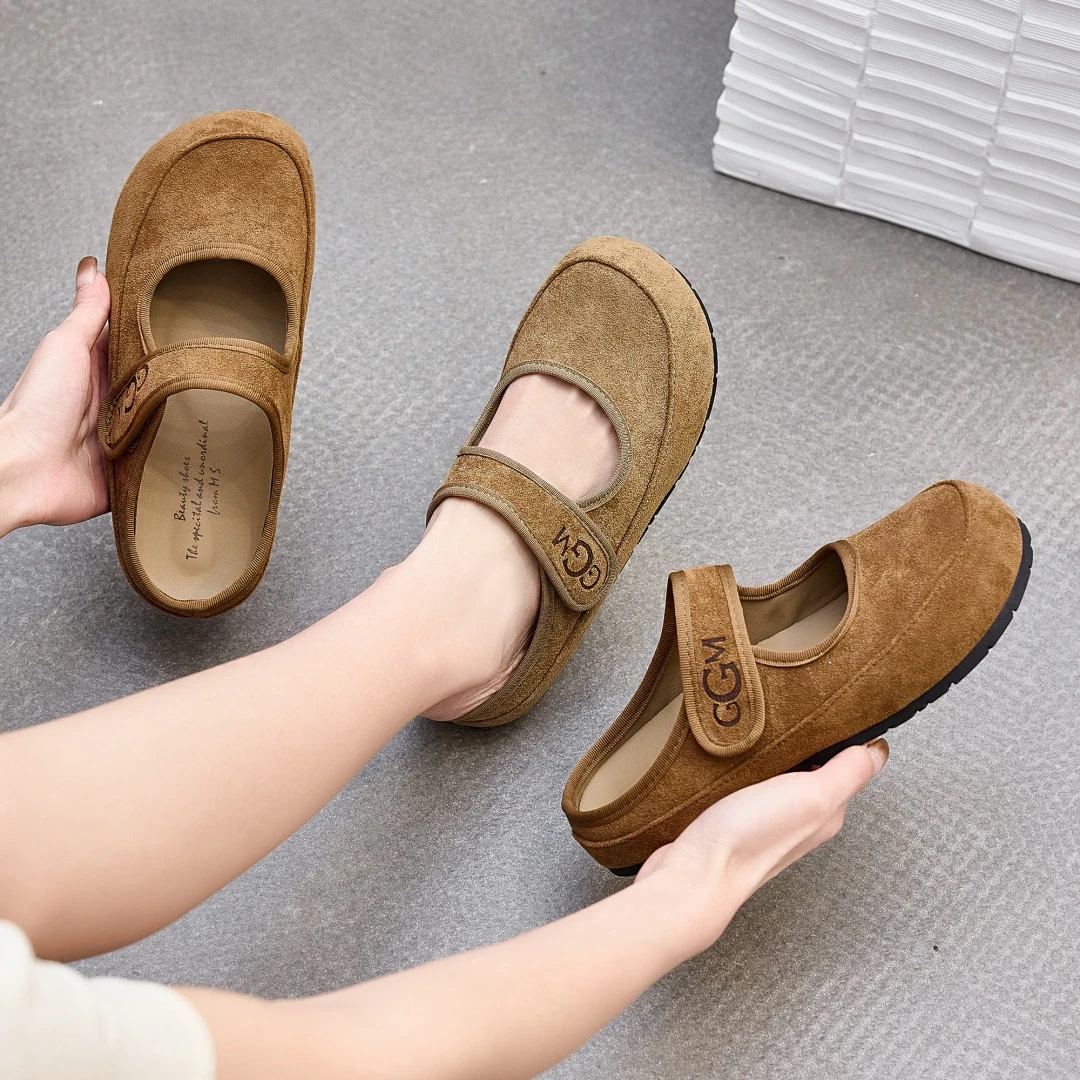 2025春季新款魔术贴妈妈鞋勃肯鞋舒适平底复古软底包头拖MN51275