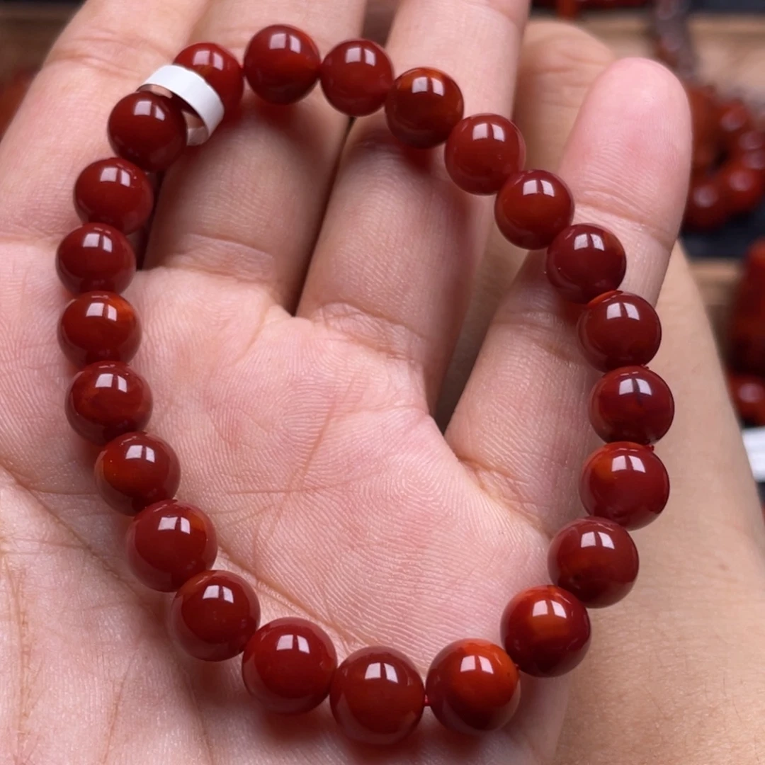 南红玛瑙未镶嵌珠宝奇石单圈8mm