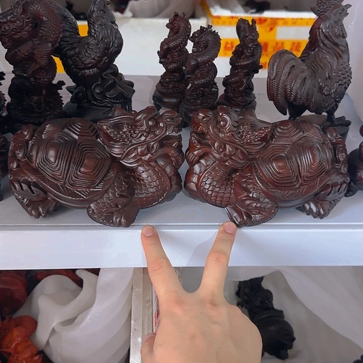 木碧*悠黑檀木20开线龙龟一对