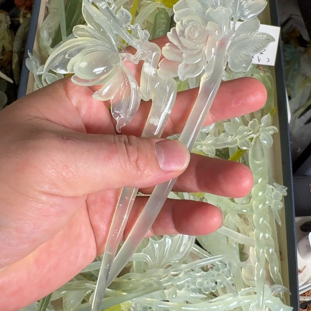 岫玉发饰未镶嵌花*清