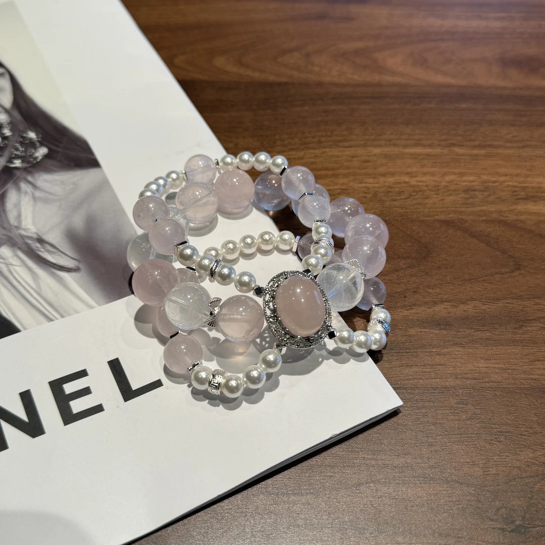 F-13「六月crystal」粉水晶 奶白晶 贝珠(10mm-13mm)