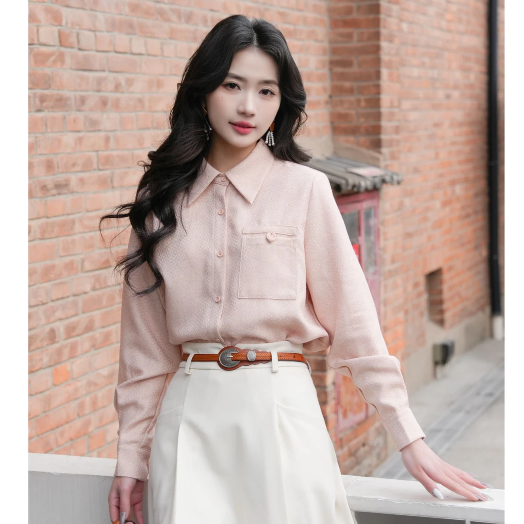 丁佳欣【枫叶书签】港风复古衬衫女宽松显瘦上衣JK0725104