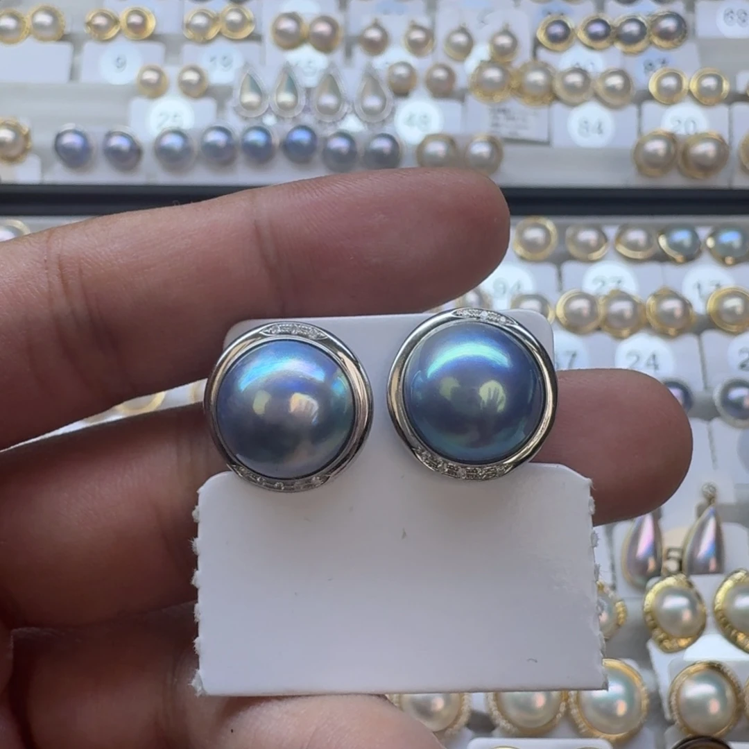 耳饰18K金镶嵌拼合珍珠（马贝珠）东***羊