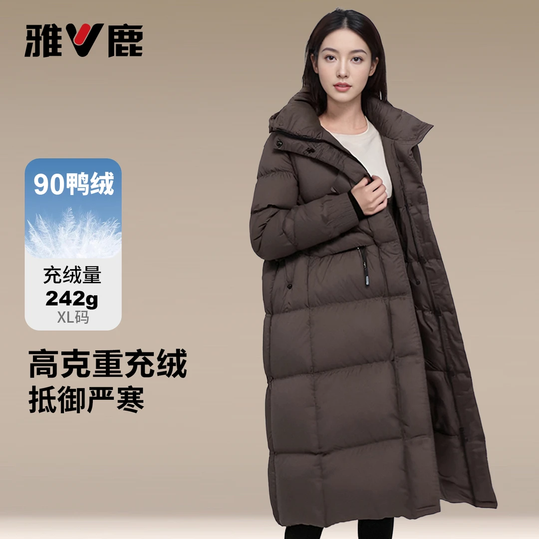 V/雅鹿90鸭绒2025冬装新款时尚羽绒服爆款中长款反季女士外套正品
