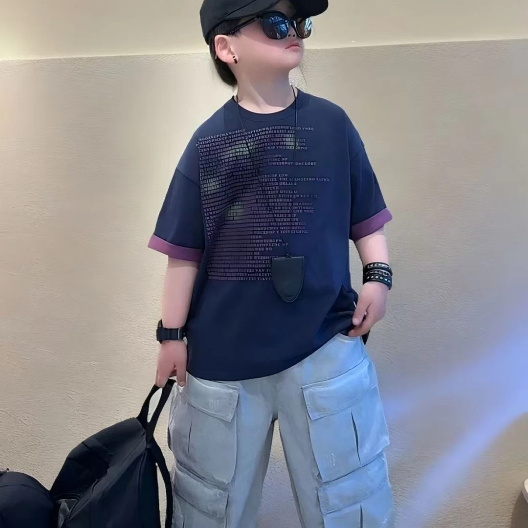 儿童网红夏季宽松潮流百搭韩版个性帅气休闲时尚儿童短袖