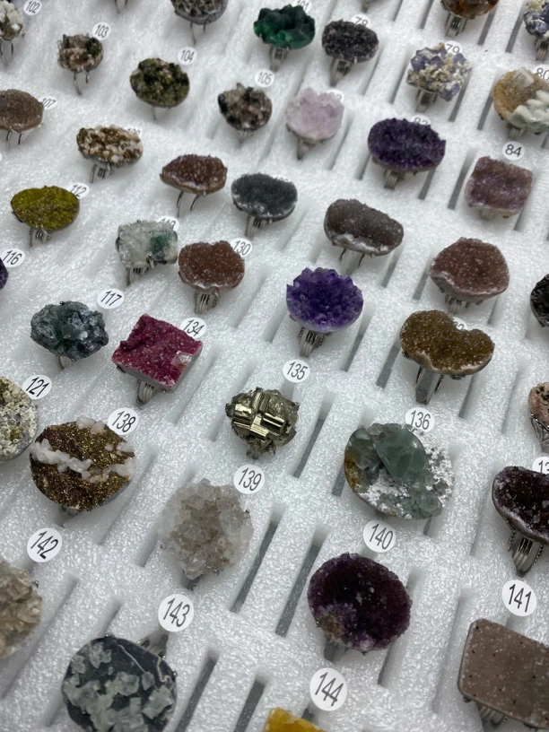 铜合金戒指 指尖矿物 | 铜合金戒指 原石原矿 | 一物一拍无鉴赏期