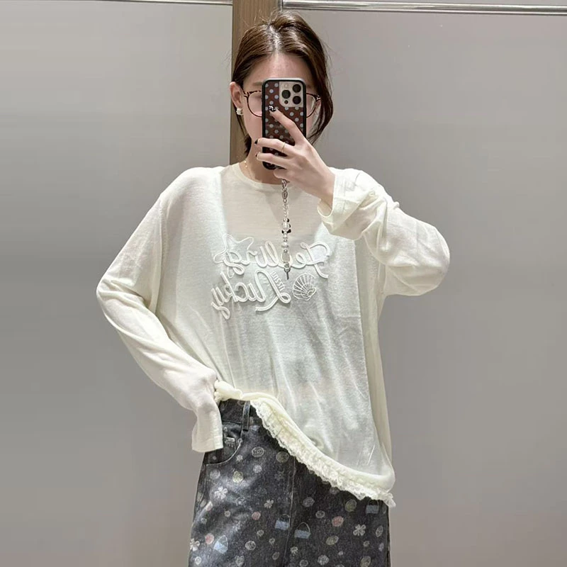 【现货】FIZZFLY2025冬季新品设计师款丝带绣花圆领毛衣