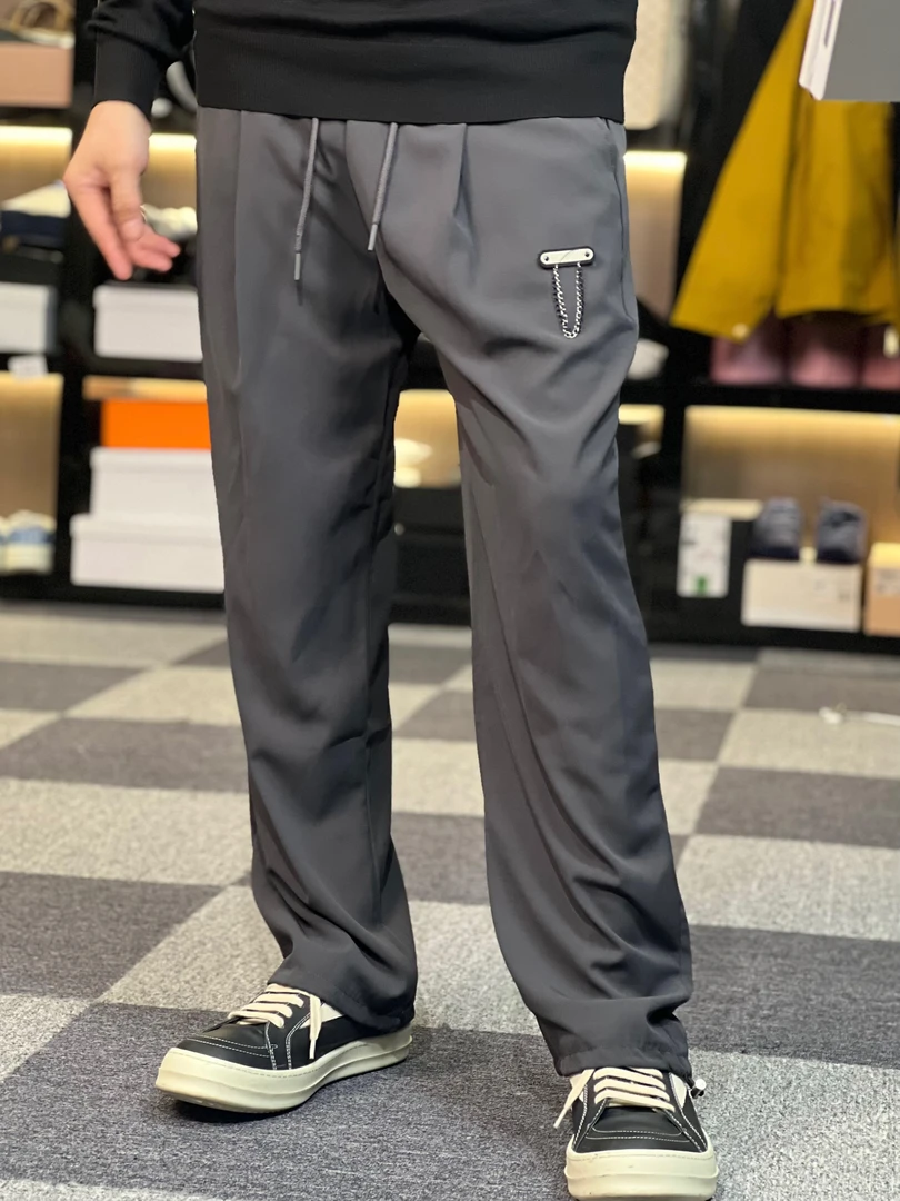 31344-松紧腰抽绳纯色百搭简约休闲长裤