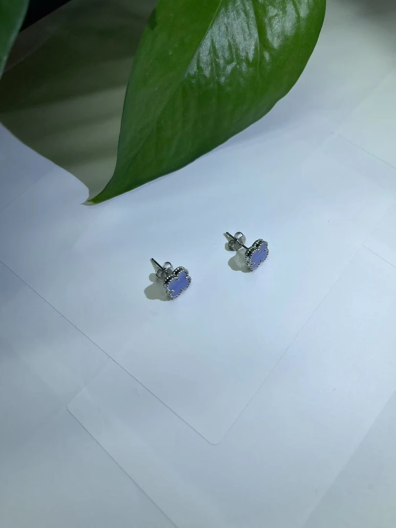 非金属亚克力耳饰 Daxuou Zl 轻奢 海水蓝四叶草耳钉（白底托）