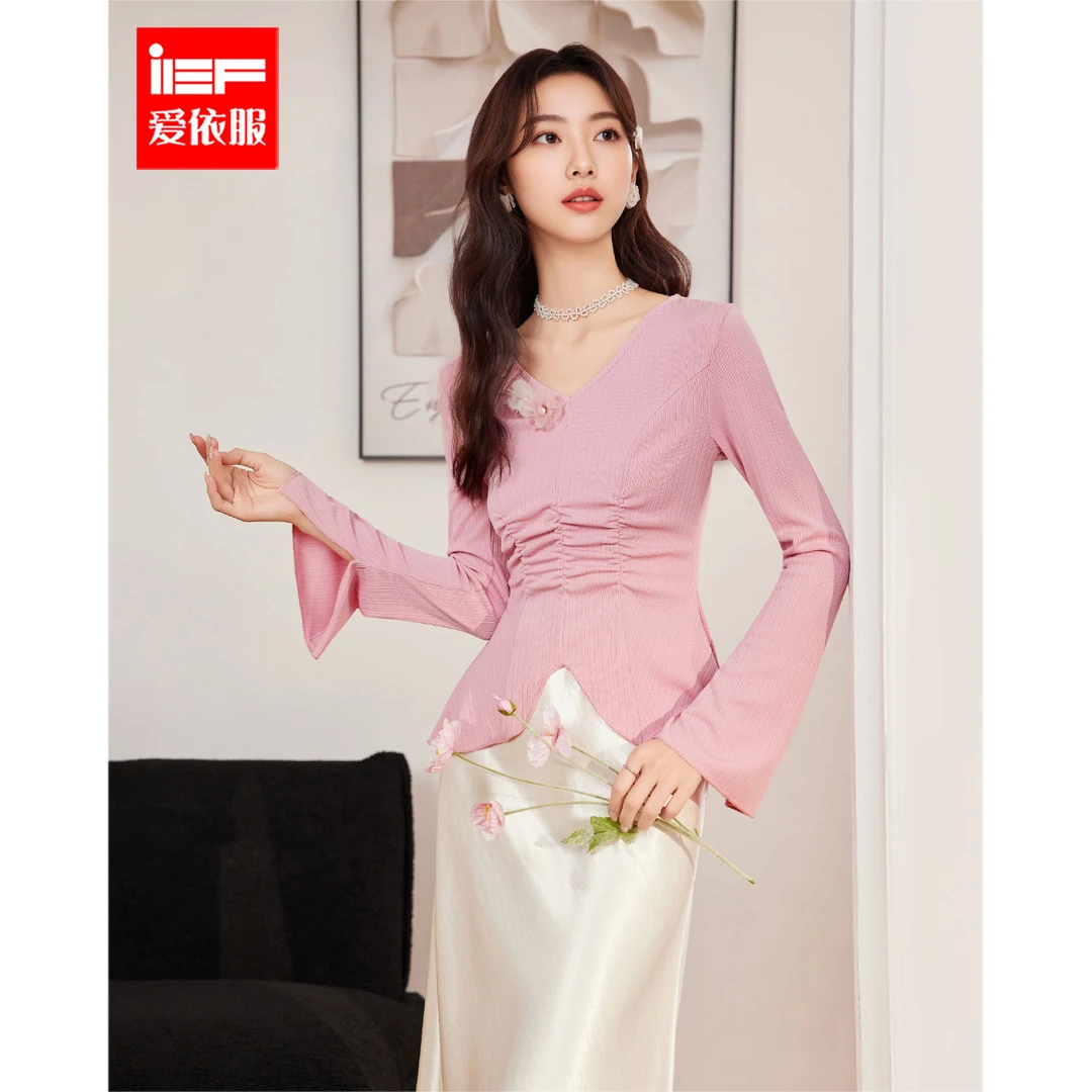 IEF/爱依服2025新款秋季法式设计感精致百搭显瘦气质高级感上衣
