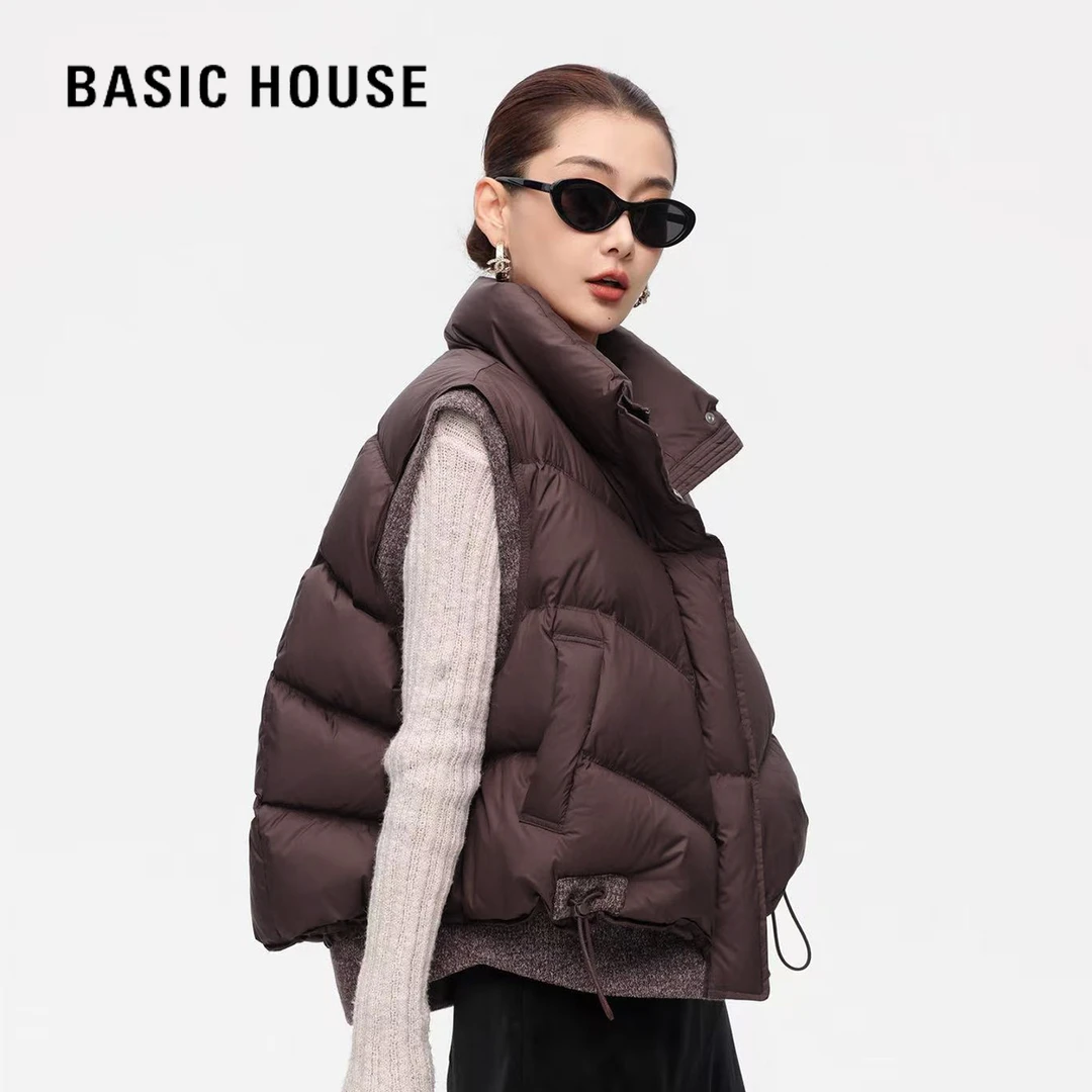 Basic House/百家好韩版秋冬气质轻奢女士大气潮流保暖无袖羽绒服