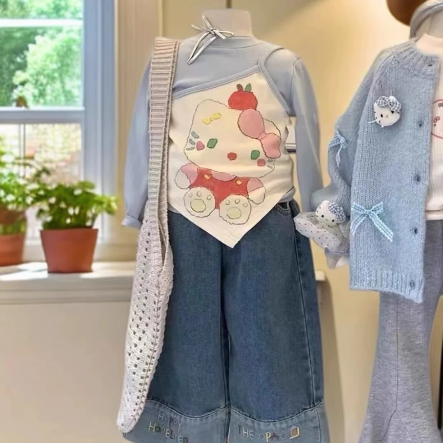 ida studio女童正版秋季新款假两件打底现货