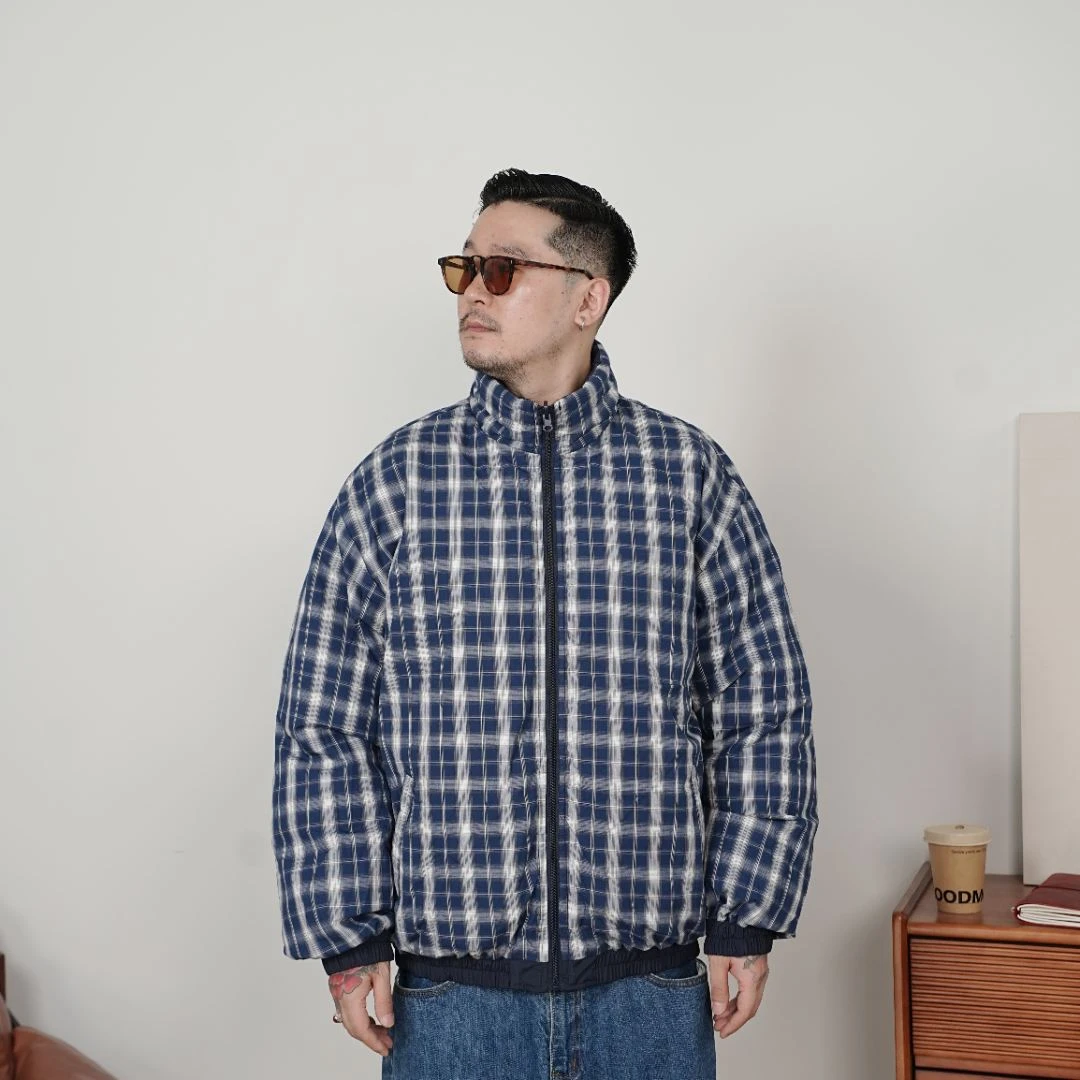 25FW秋冬季经典格子双面穿棉服复古格纹立领休闲棉衣情侣穿搭通勤