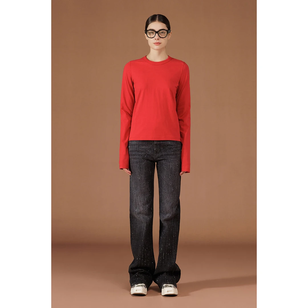 NO退NO换【FELOCCA】重工水晶钻阔腿牛仔裤CC1764