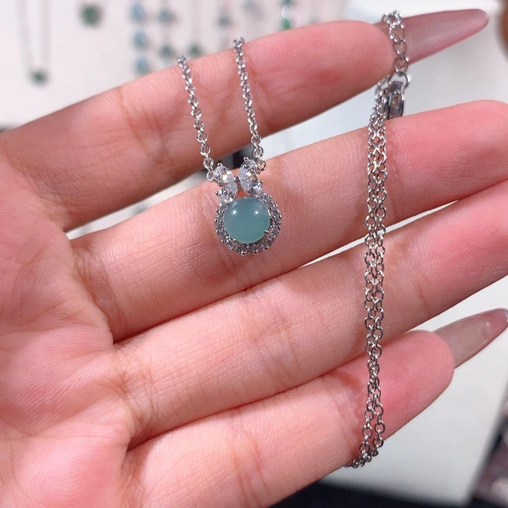 翡翠银S925镶嵌颈饰303蓝